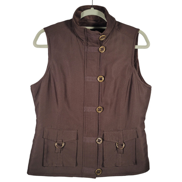 TRIBAL Fleece Lined Utility Vest Small Petite Brown - Picture 1 of 10